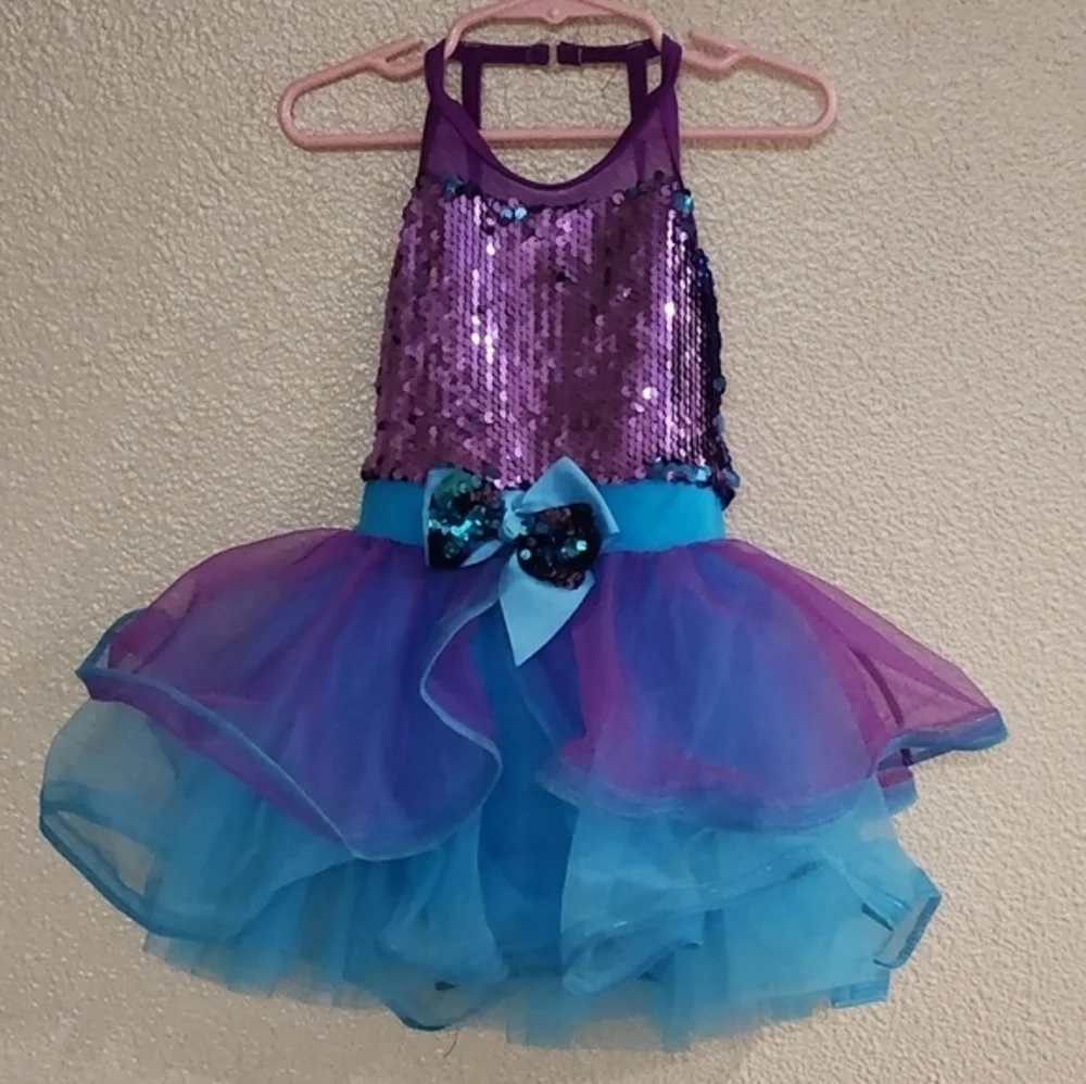 Weissman Girls Ballet Dance Dress Costume Sequin Leotard‎ Tutu Purple & Blue